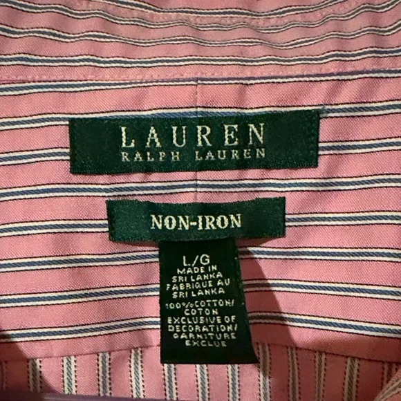 Lauren Ralph Lauren Striped Button Down Shirt in Pink and White - Picture 2 of 6